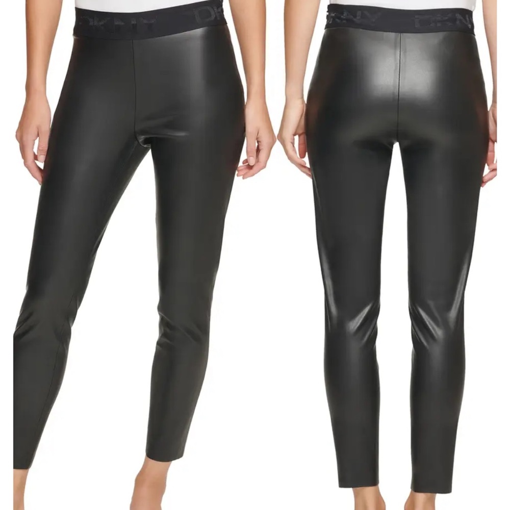 Thyme Green DKNY Faux Leather Pants, Size L, NWT